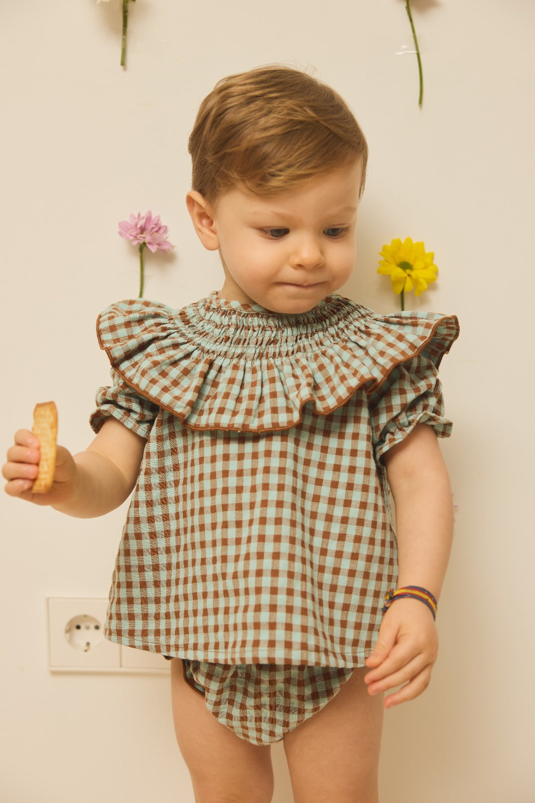 BLUSA VICHY MARRON