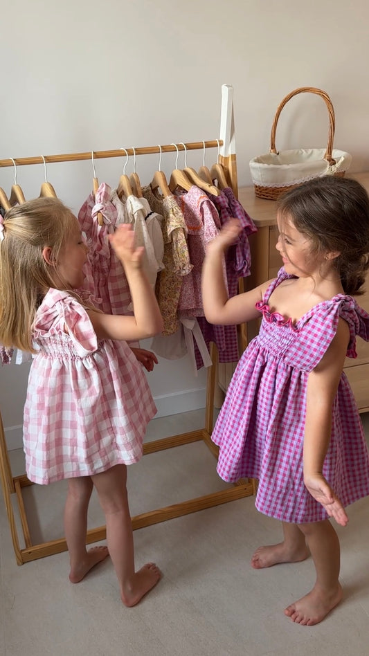 VESTIDO VICHY FUCSIA